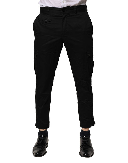 Pants by Dolce & Gabbana for men in stretch cotton black features a enduring silhouette, showcasing a enduring regular-fit & slim and long with a for a premium, tailored aesthetic.