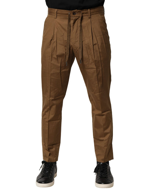 Chinos Pants by Dolce & Gabbana for men in cotton brown features an contemporary silhouette, showcasing a sophisticated regular-fit and long with a refined mid rise for a truly contemporary aesthetic.