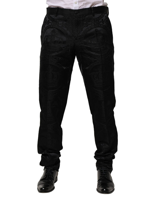 Pants by Dolce & Gabbana for men in cotton polyester silk & viscose black features an on trend silhouette with a and regular-fit cut in an elegant long for a sophisticated look.