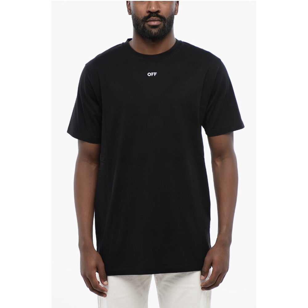 T-Shirt by Off-White for men in cotton black & white showcases a chic silhouette, artfully detailed with a chic crew neckline and short-sleeve for a chic finish.