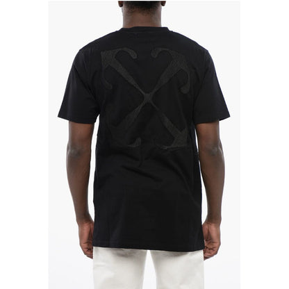 T-Shirt by Off-White for men in cotton black & white showcases a chic silhouette, artfully detailed with a chic crew neckline and for a chic finish.