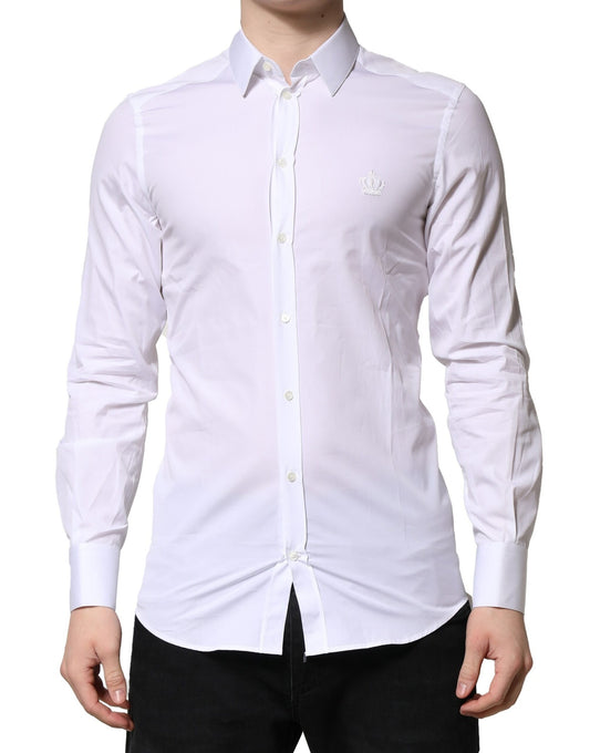 Dolce & Gabbana Men's Regular Fit Long-Sleeve Cotton Dress Shirt - Gold White