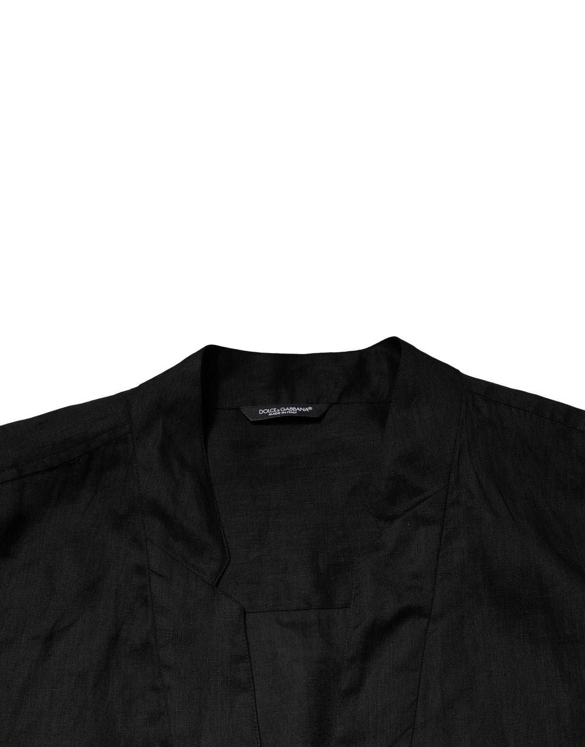 Dolce & Gabbana Men's Regular Fit Long-Sleeve Linen Shirt - Black