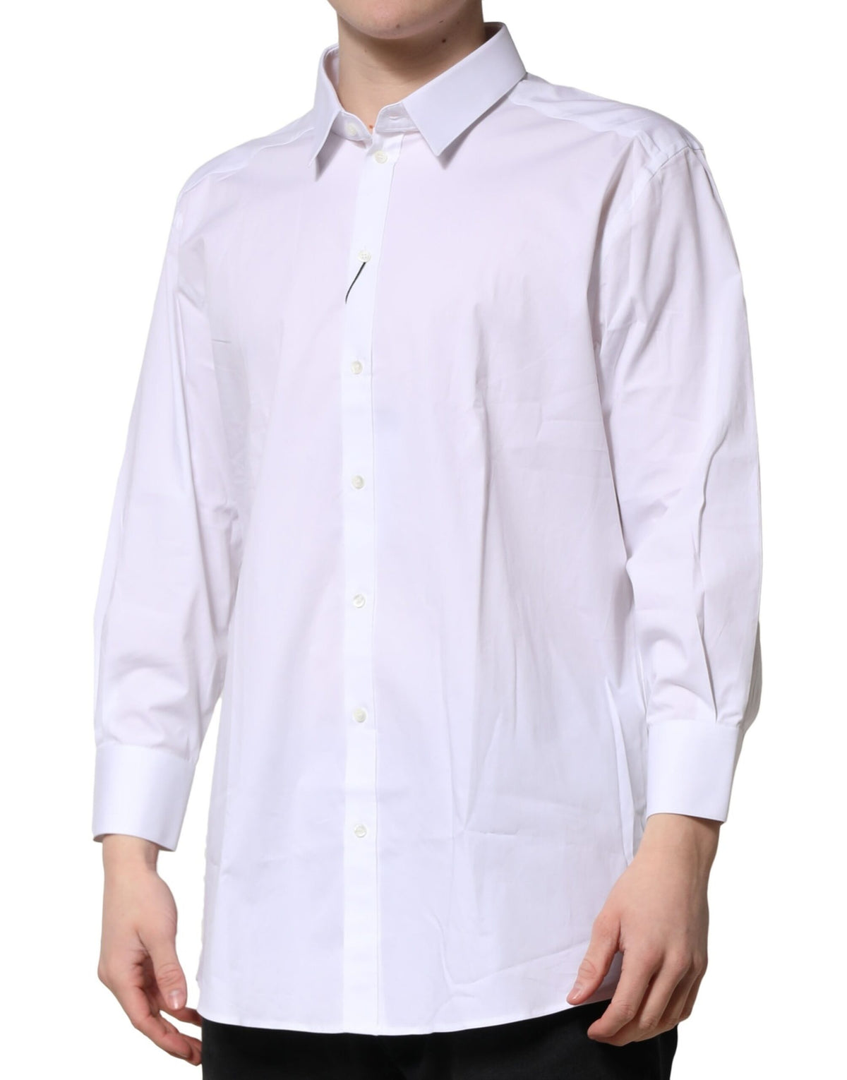 Dolce & Gabbana Men's Slim Long-Sleeve Stretch Cotton Dress Shirt - Gold White