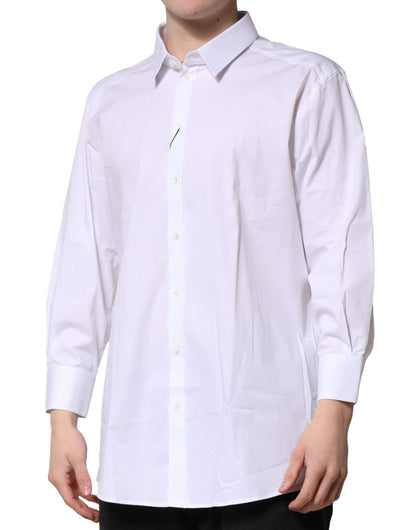 Dolce & Gabbana Men's Slim Long-Sleeve Stretch Cotton Dress Shirt - Gold White
