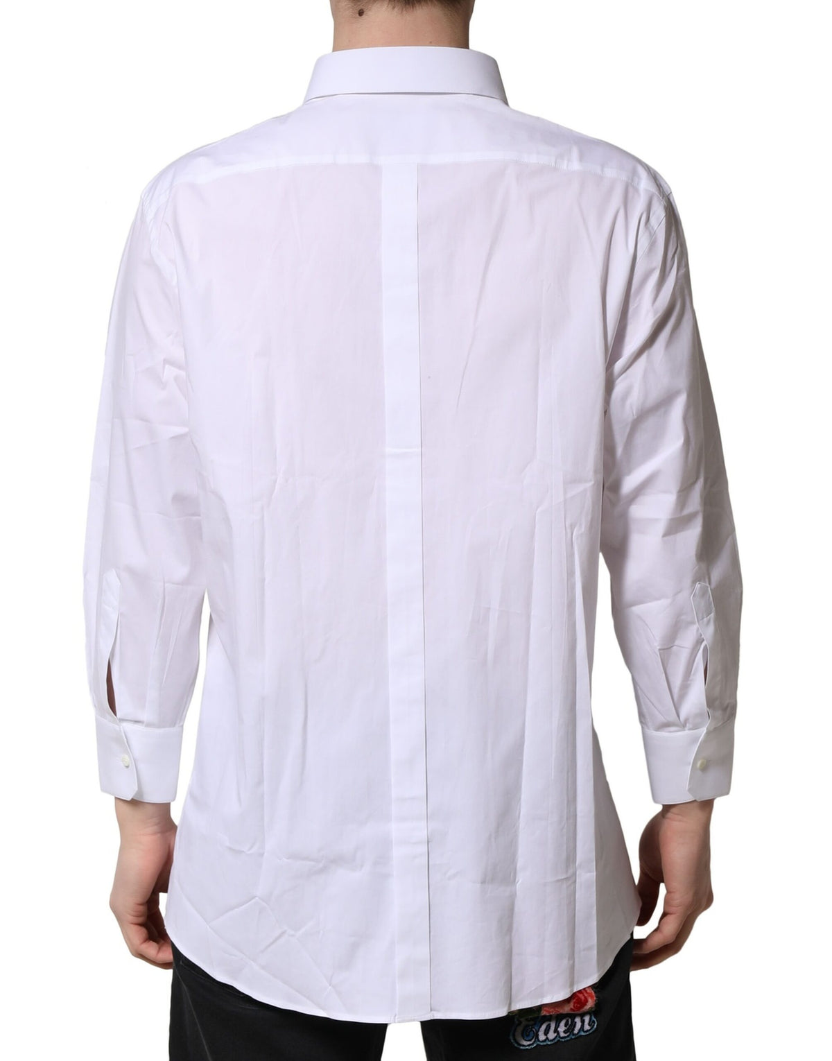 Dolce & Gabbana Men's Slim Long-Sleeve Stretch Cotton Dress Shirt - Gold White