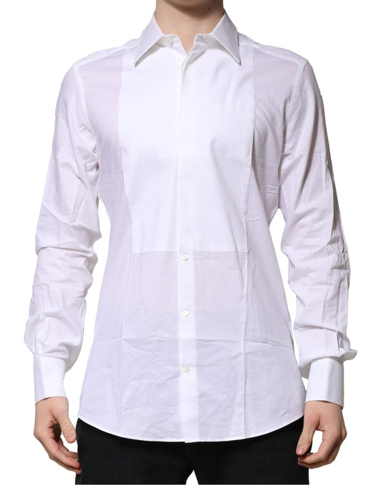 Dolce & Gabbana Men's Slim Long-Sleeve Cotton Dress Shirt - Gold White