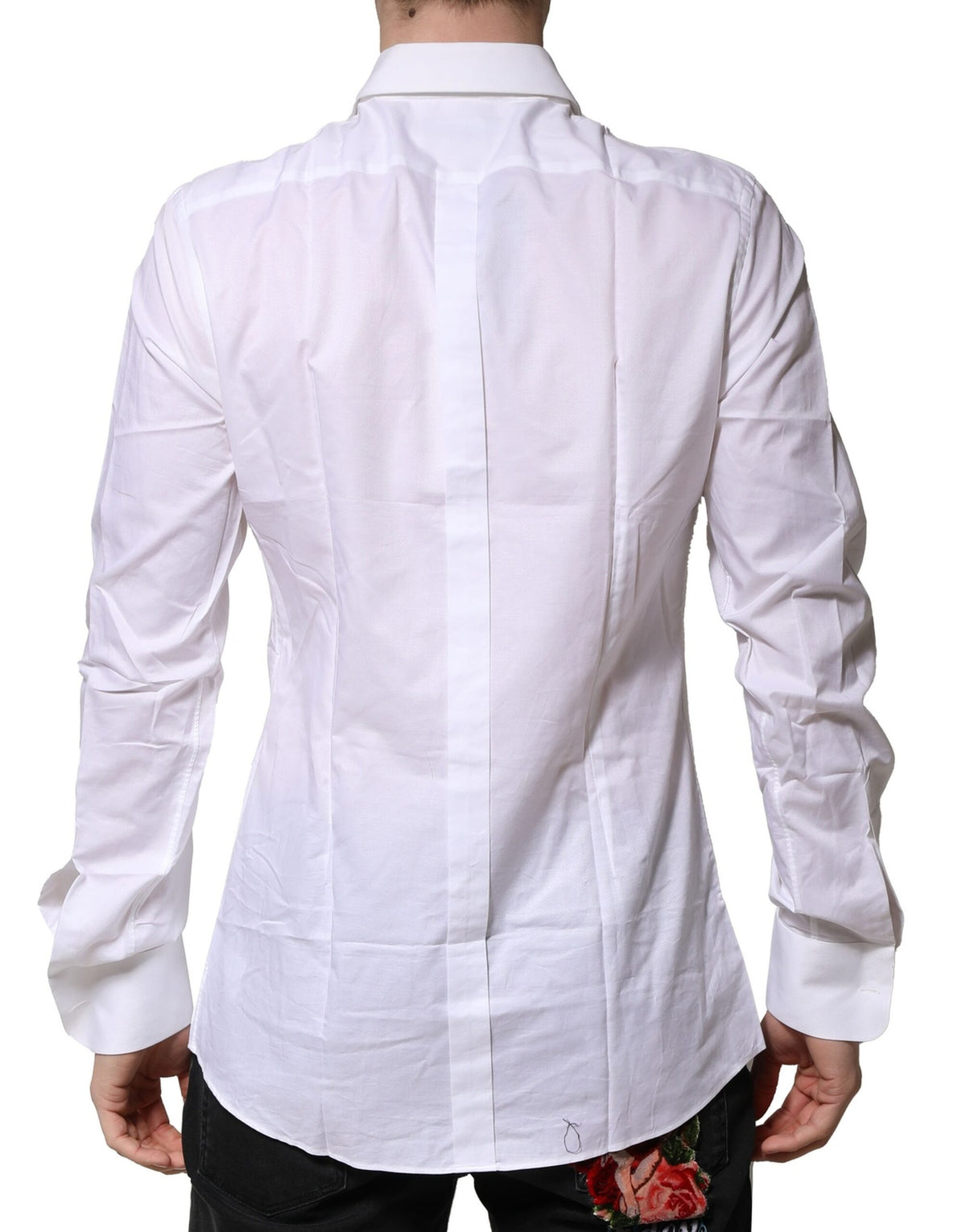 Dolce & Gabbana Men's Slim Long-Sleeve Cotton Dress Shirt - Gold White
