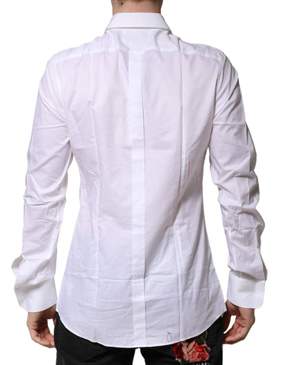 Dolce & Gabbana Men's Slim Long-Sleeve Cotton Dress Shirt - Gold White
