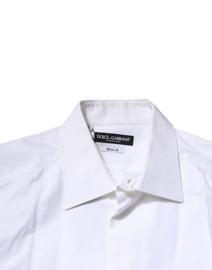 Dolce & Gabbana Men's Slim Long-Sleeve Cotton Dress Shirt - Gold White