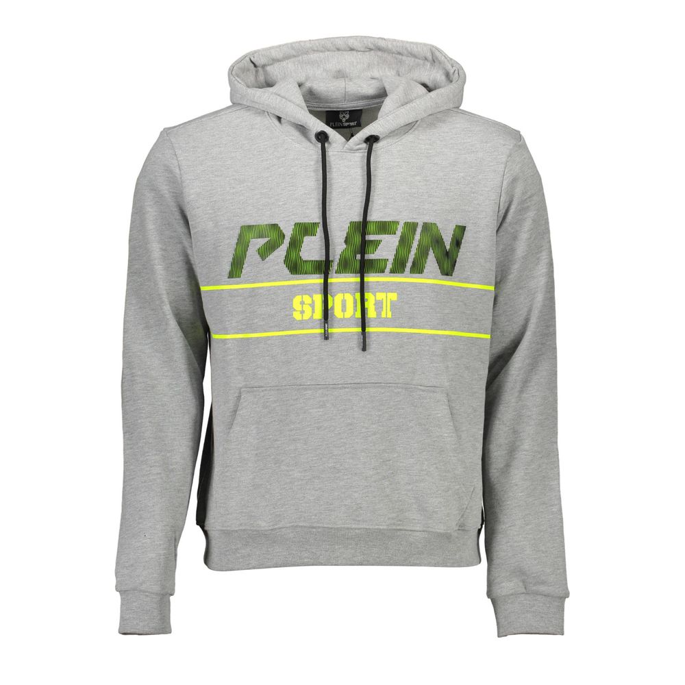 Hooded Sweatshirt Sweater by Plein Sport for men in cotton gray showcases a downtown chic silhouette, artfully finished with a downtown chic hooded neckline and for a sophisticated, high-end look.