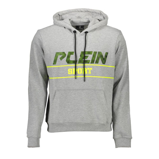 Hooded Sweatshirt Sweater by Plein Sport for men in cotton gray showcases a downtown chic silhouette, artfully finished with a downtown chic hooded neckline and for a sophisticated, high-end look.