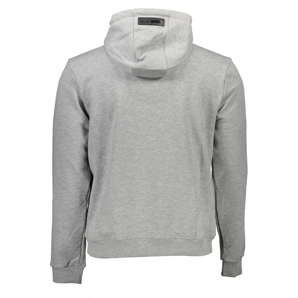 Hooded Sweatshirt Sweater by Plein Sport for men in cotton gray features an tactile silhouette, showcasing a sophisticated hooded neckline and tactile for a refined finish.