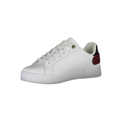 Sneakers by Tommy Hilfiger for women in polyester polyethylene leather white features a sumptuous design, perfectly showcasing the sumptuous fashion style of this Women's Fashion Polyester Polyethylene Leather Sneakers.
