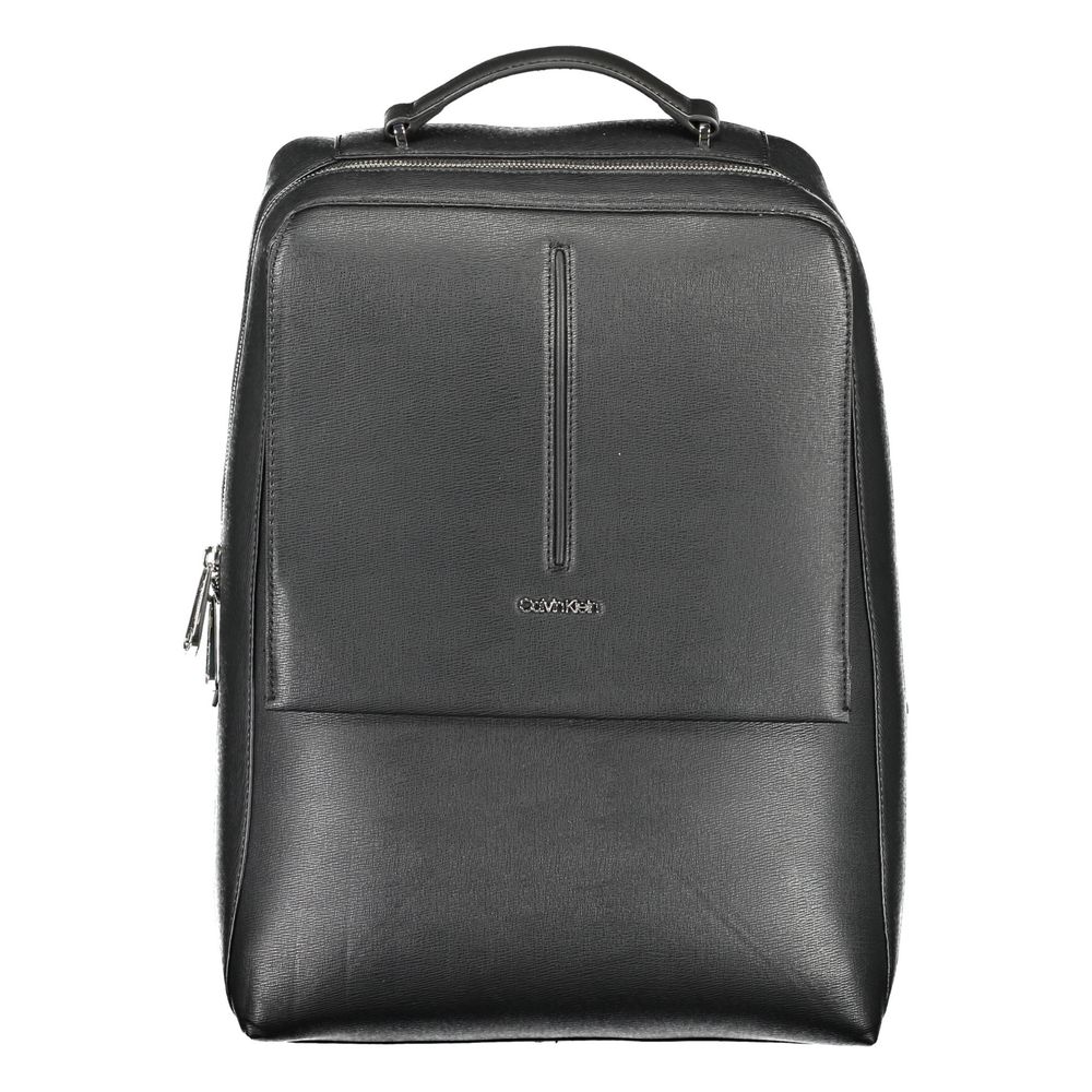 Backpack by Calvin Klein for men in polyester & polyethylene black & signature features an stately silhouette from the Polyester & Polyethylene Backpack range, with a secure , ample external-pockets & laptop-compartment, and versatile backpack-strap.