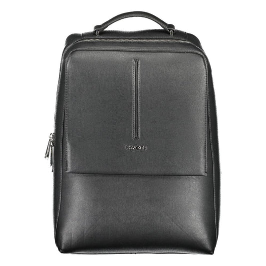Backpack by Calvin Klein for men in polyester & polyethylene black & signature features an stately silhouette from the Polyester & Polyethylene Backpack range, with a secure , ample external-pockets & laptop-compartment, and versatile backpack-strap.