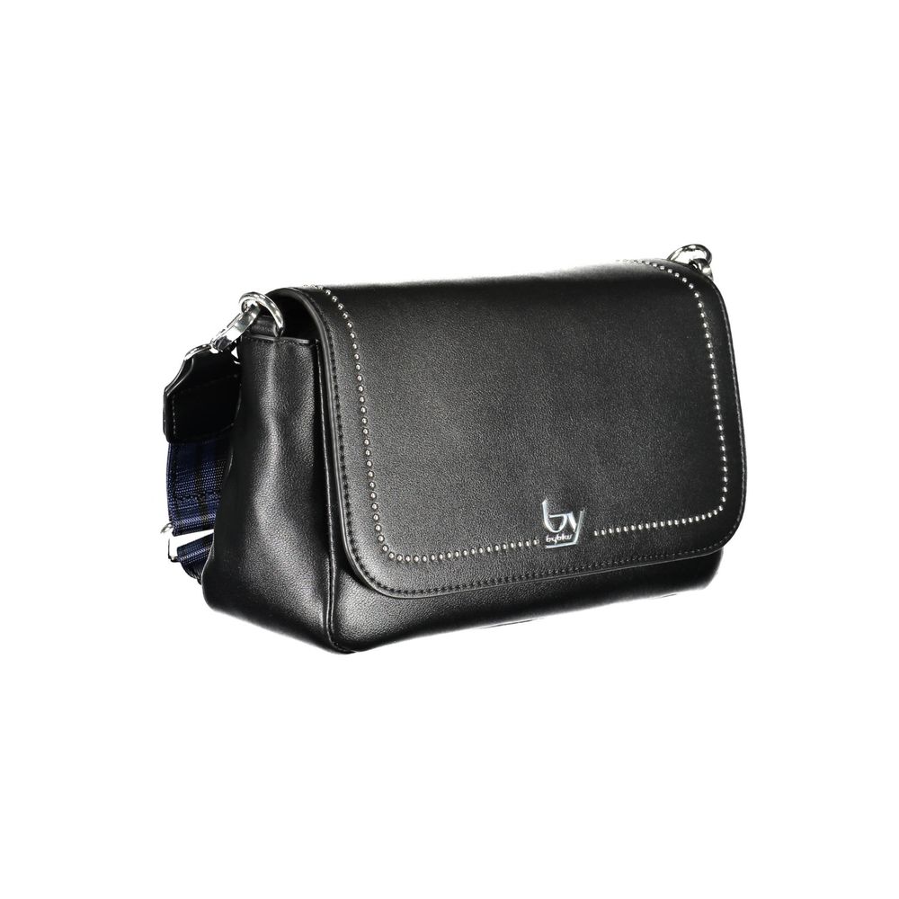 Crossbody Convertible Handbag by BYBLOS for women in polyethylene faux leather black & signature features an exquisite silhouette, showcasing a secure snap, ample internal-pockets, and exquisite crossbody-strap, adjustable-strap & handle for a sophisticated finish.