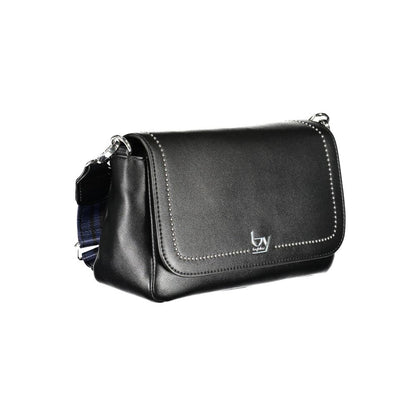 Crossbody Convertible Handbag by BYBLOS for women in polyethylene faux leather black & signature features an exquisite silhouette, showcasing a secure snap, ample internal-pockets, and exquisite crossbody-strap, adjustable-strap & handle for a sophisticated finish.