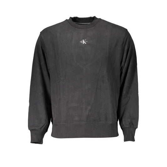 Sweatshirt Sweater by Calvin Klein for men in cotton black features an tactile silhouette, showcasing a sophisticated round neckline and tactile for a refined finish.