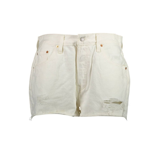 Pants by Levi's for women in denim cotton white features an understated silhouette, showcasing a sophisticated and short with a refined for an understated, polished aesthetic.