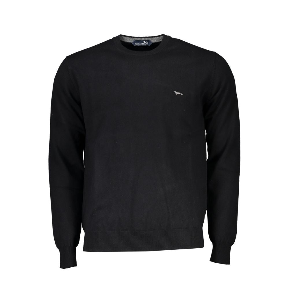 Sweater by Harmont & Blaine for men in cotton black features an polished silhouette, showcasing refined and a sophisticated crew neckline for a truly polished finish.