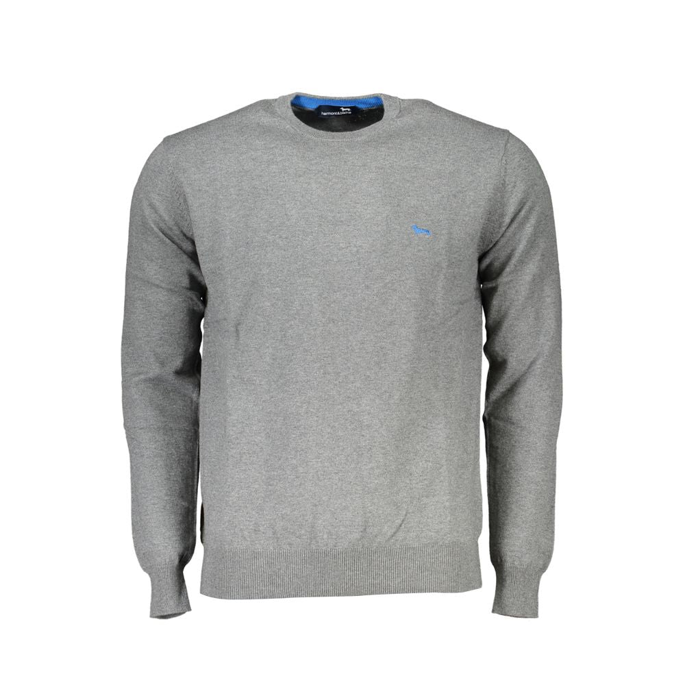 Sweater by Harmont & Blaine for men in cotton gray features an polished silhouette, showcasing refined and a sophisticated wrap crew neckline for a truly polished finish.