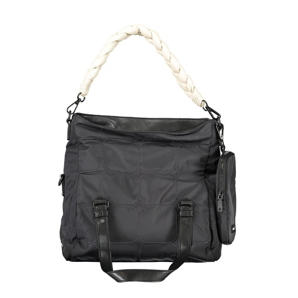 Crossbody Pouch Convertible Handbag by Desigual for women in nylon & polyester black presents a exquisite silhouette, showcasing a secure zipper and organized with versatile crossbody-strap, shoulder-strap, adjustable-strap, detachable-strap & handle.