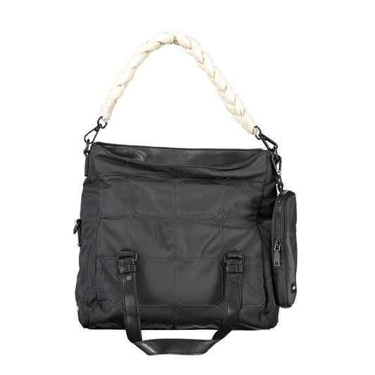 Crossbody Pouch Convertible Handbag by Desigual for women in nylon & polyester black presents a exquisite silhouette, showcasing a secure zipper and organized with versatile crossbody-strap, shoulder-strap, adjustable-strap, detachable-strap & handle.