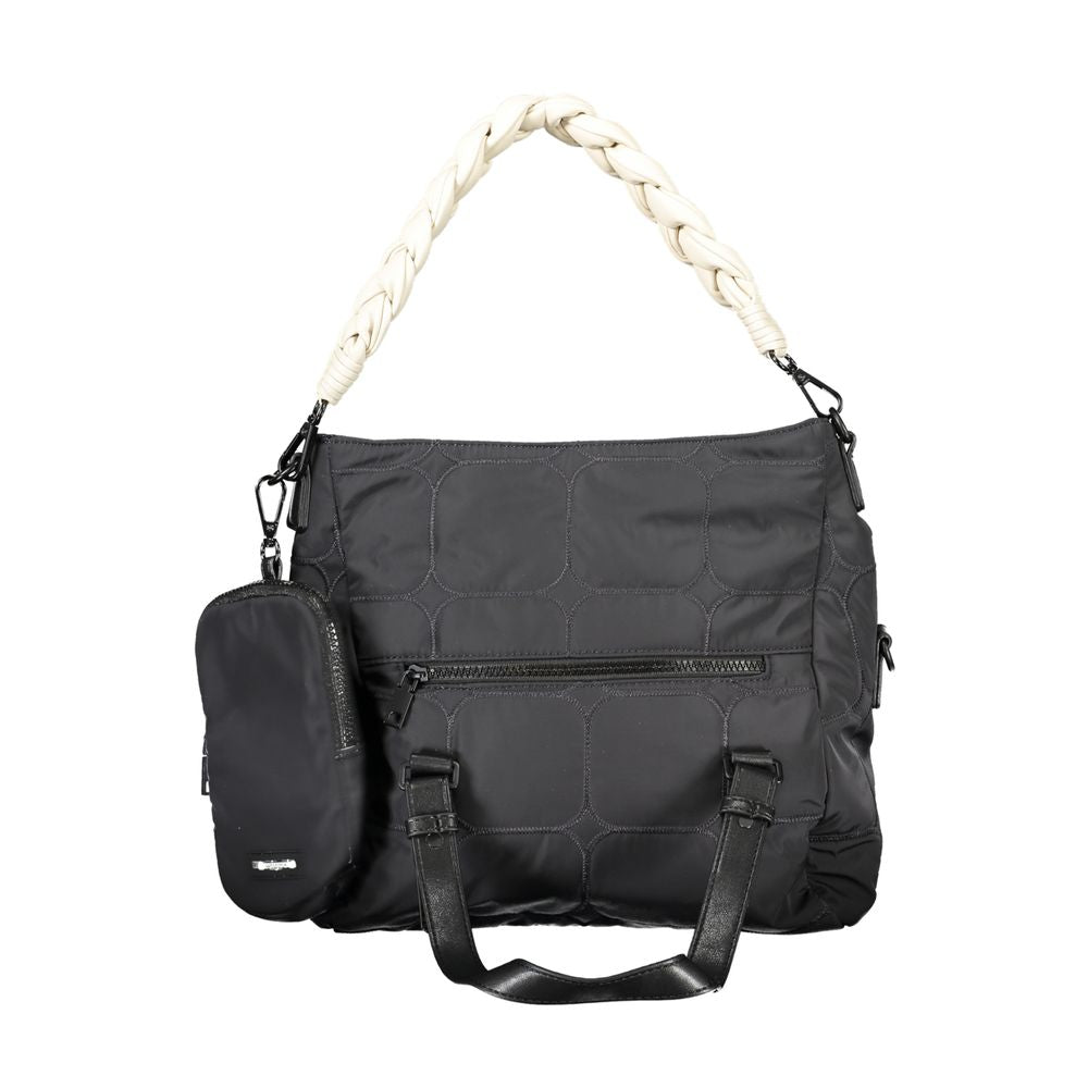 Crossbody Pouch Convertible Handbag by Desigual for women in nylon & polyester black presents a enviable design with a secure zipper, ample , and versatile crossbody-strap, shoulder-strap, adjustable-strap, detachable-strap & handle for a sophisticated look.