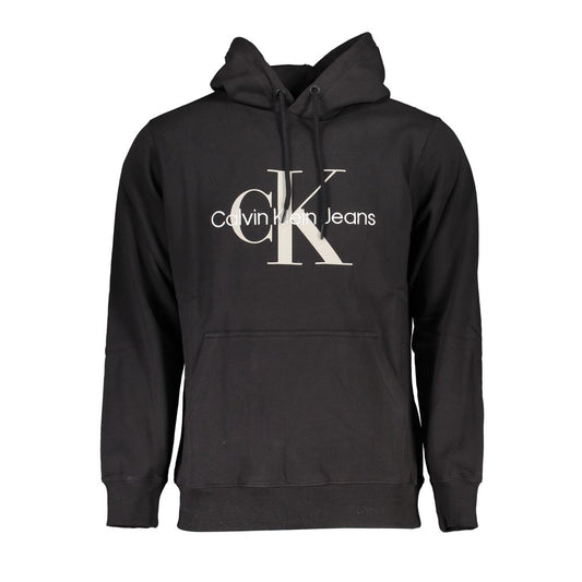 Hooded Sweatshirt Sweater by Calvin Klein for men in organic cotton black features an tactile silhouette, showcasing a sophisticated hooded neckline and tactile for a refined finish.