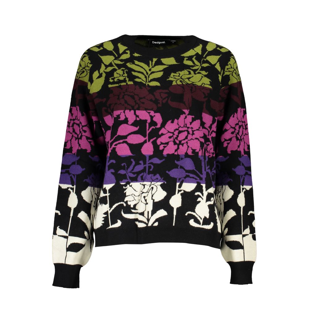Sweatshirt by Desigual for women in polyester black features an provocated silhouette, detailed with a provocated and a refined crew neckline for a sophisticated aesthetic.