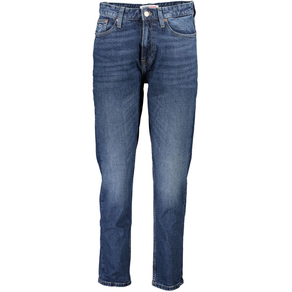 Pants by Tommy Hilfiger for women in cotton blue features a enduring silhouette, showcasing a enduring slim and long with a high rise for a premium, tailored aesthetic.