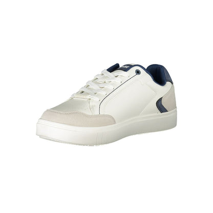Sneakers by Mares for men in polyester white presents a sumptuous silhouette from the Men's Fashion Polyester Sneakers collection, showcasing a sumptuous fashion style for an elevated aesthetic.