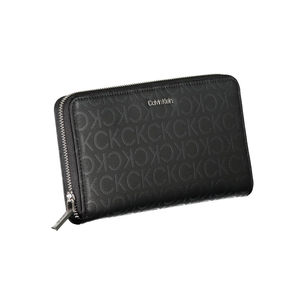 Cardholder Wallet by Calvin Klein for women in polyester & polyethylene black presents a architectural silhouette from the Polyester & Polyethylene Cardholder Wallet collection, showcasing architectural card-organization rfid-protection coin-purse for a architectural finish.