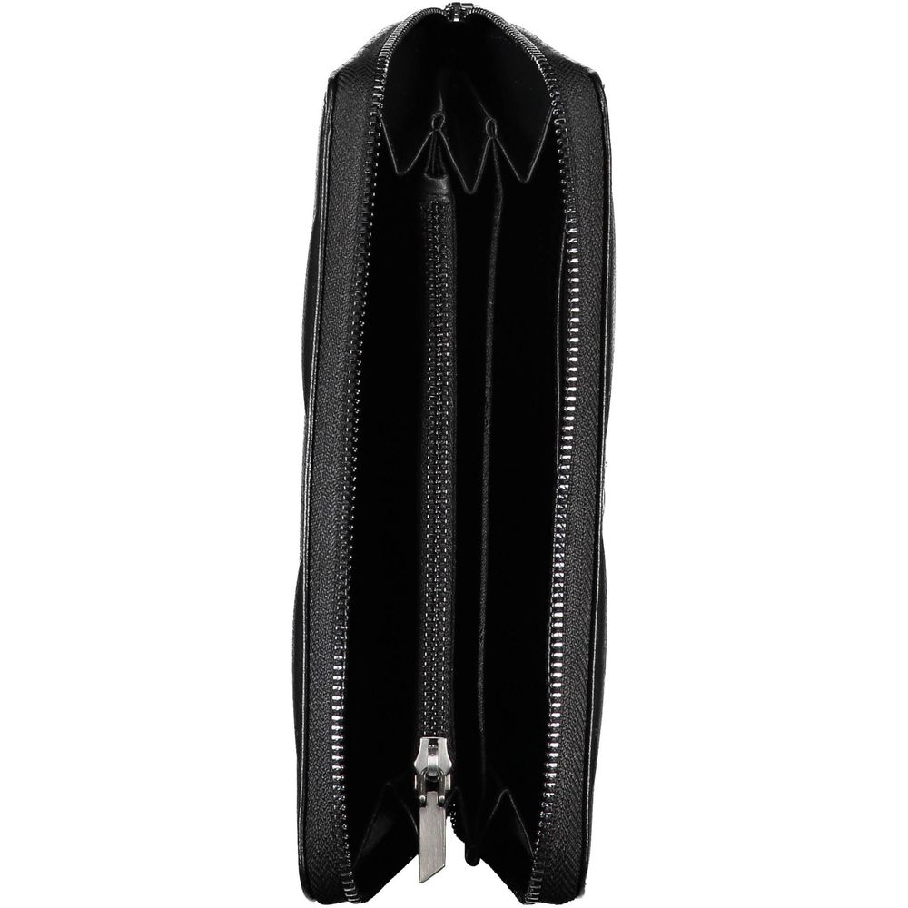 Cardholder Wallet by Calvin Klein for women in polyester polyethylene faux leather black & signature presents a streamlined silhouette, showcasing the sophisticated design of the Polyester Polyethylene Faux Leather Cardholder Wallet collection with functional card-organization rfid-protection coin-purse.