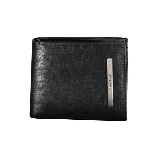 Cardholder Wallet by Calvin Klein for men in polyester leather black showcases a refined silhouette, artfully capturing the essence of the refined Polyester Leather Cardholder Wallet design with functional card-organization rfid-protection eco-friendly bifold coin-purse.