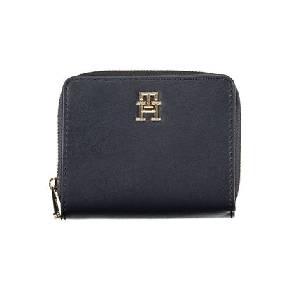 Wallet by Tommy Hilfiger for women in polyethylene blue showcases a refined silhouette, artfully detailed with the signature style of the Polyethylene Wallet and functional coin-purse.
