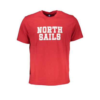 T-Shirt by North Sails for men in cotton red & print showcases a fashionable silhouette, elegantly detailed with a fashionable and crew neckline for a sophisticated, high-fashion look.