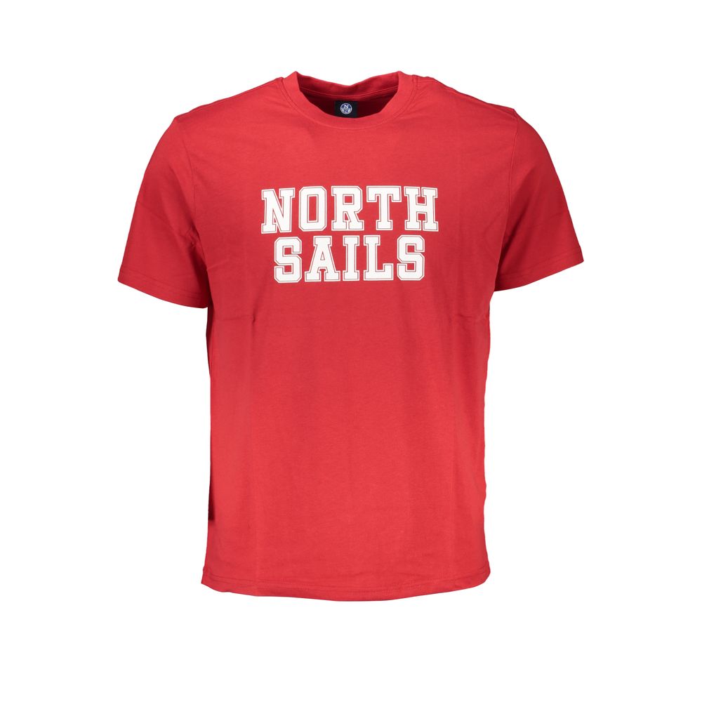 T-Shirt by North Sails for men in cotton red & print showcases a fashionable silhouette, elegantly detailed with a fashionable and crew neckline for a sophisticated, high-fashion look.