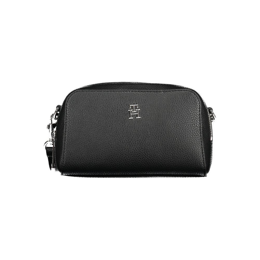 Shoulder Handbag by Tommy Hilfiger for women in polyethylene black & signature features a refined silhouette, showcasing a secure zipper, organized , and versatile shoulder-strap & adjustable-strap for a refined finish.