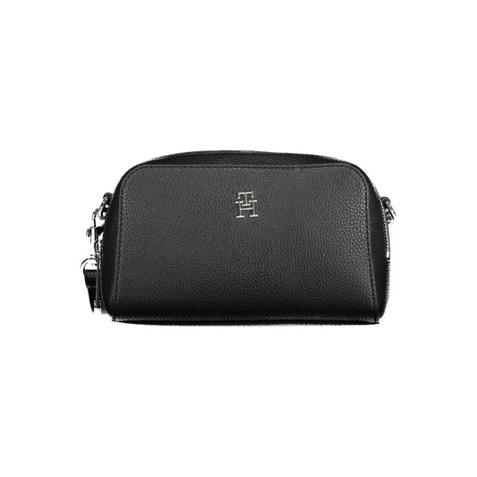 Shoulder Handbag by Tommy Hilfiger for women in polyethylene black & signature features a refined silhouette, showcasing a secure zipper, organized , and versatile shoulder-strap & adjustable-strap for a refined finish.