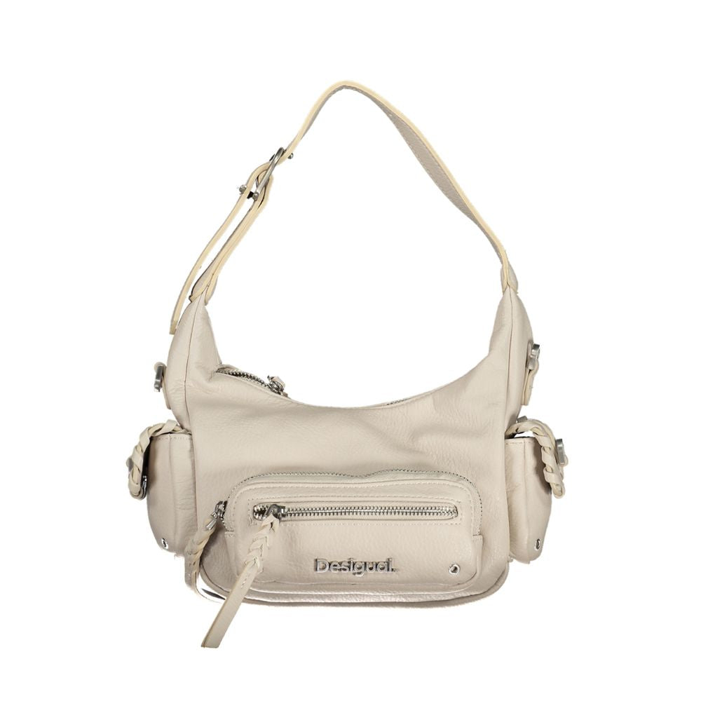 Handbag by Desigual for women in polyethylene white features a refined silhouette, showcasing a secure zipper, organized external-pockets & internal-pockets, and versatile shoulder-strap, handle & adjustable-strap for a refined finish.