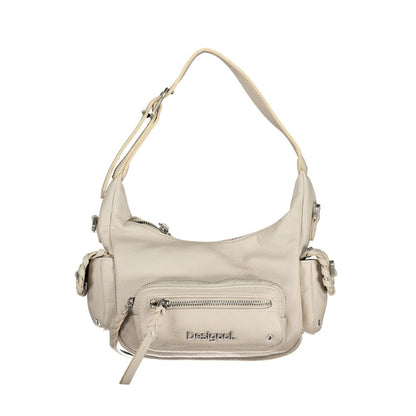 Handbag by Desigual for women in polyethylene white features a refined silhouette, showcasing a secure zipper, organized external-pockets & internal-pockets, and versatile shoulder-strap, handle & adjustable-strap for a refined finish.