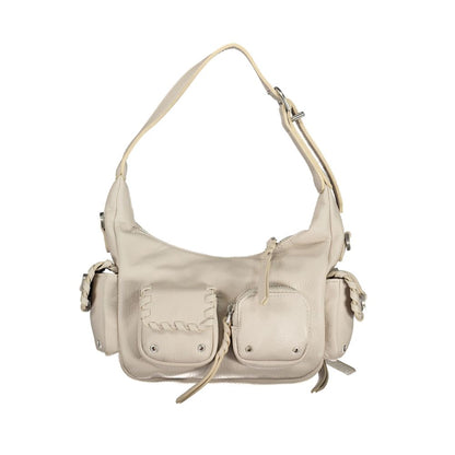 Handbag by Desigual for women in polyethylene white features a signature silhouette, showcasing a secure zipper and signature external-pockets & internal-pockets with versatile shoulder-strap, handle & adjustable-strap for a sophisticated look.