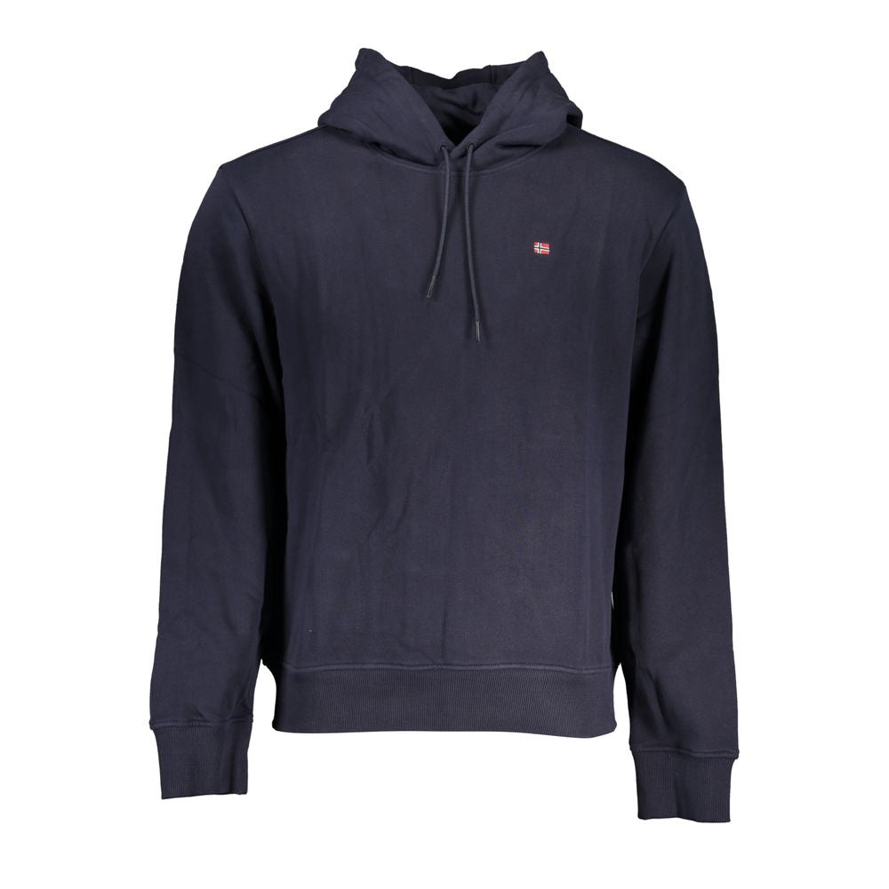 Hooded Hoodie by Napapijri for men in cotton blue features an avant-garde silhouette, showcasing a sophisticated hooded neckline and detail for a truly avant-garde finish.