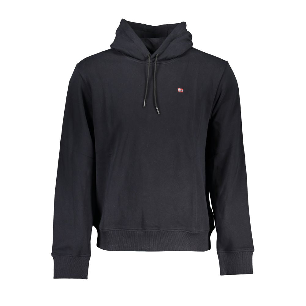 Hooded Sweatshirt Hoodie by Napapijri for men in cotton black & signature features an luminous silhouette, showcasing a sophisticated hooded neckline and for a truly luminous look.