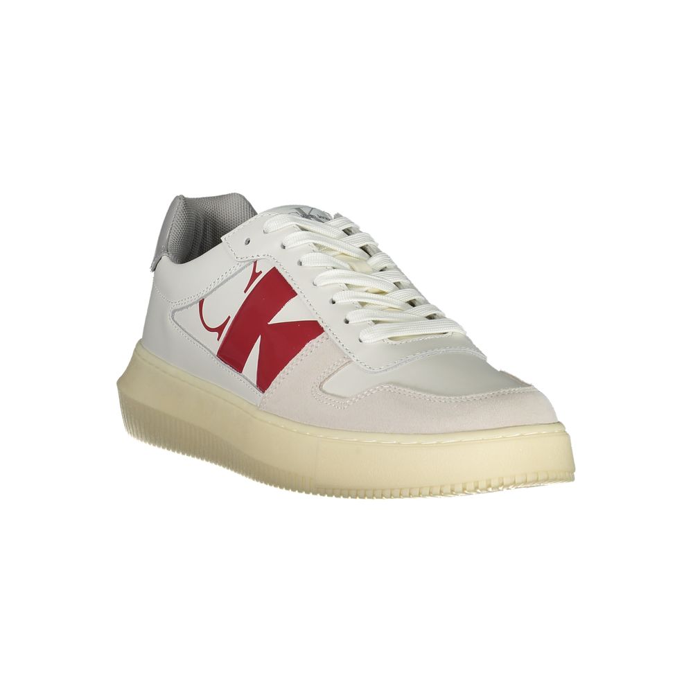 Athletic Sneakers by Calvin Klein for men in polyester polyethylene leather white showcases an impeccable silhouette, defined by an impeccable athletic style design that perfectly captures the essence of the Men's Athletic Polyester Polyethylene Leather Sneakers.