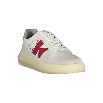 Athletic Sneakers by Calvin Klein for men in polyester polyethylene leather white showcases an impeccable silhouette, defined by an impeccable athletic style design that perfectly captures the essence of the Men's Athletic Polyester Polyethylene Leather Sneakers.