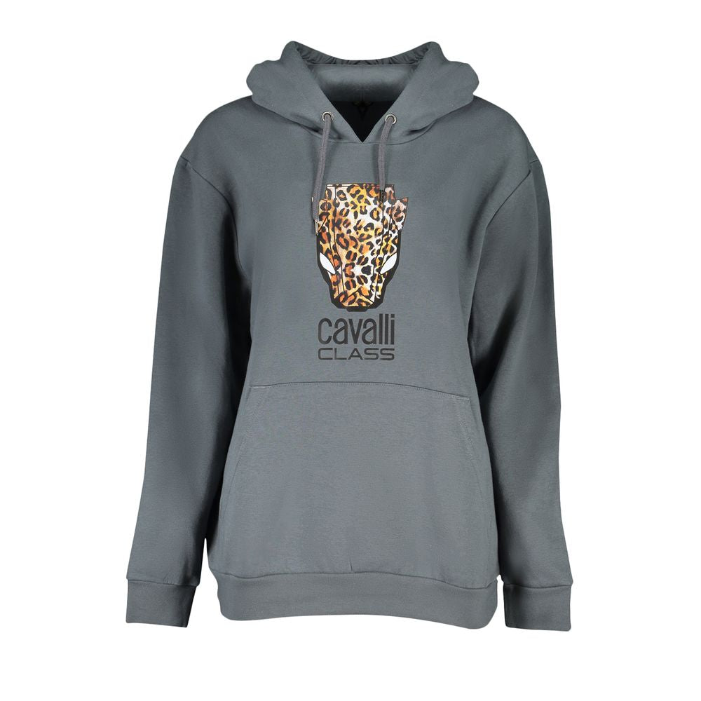 Hooded Sweatshirt Hoodie by Cavalli Class for women in cotton polyester brown, gray & print showcases a city-ready silhouette, artfully detailed with a signature hooded neckline and for a city-ready finish.