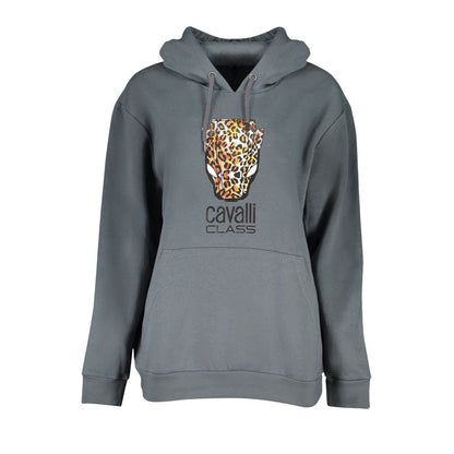 Hooded Sweatshirt Hoodie by Cavalli Class for women in cotton polyester brown, gray & print showcases a city-ready silhouette, artfully detailed with a signature hooded neckline and for a city-ready finish.